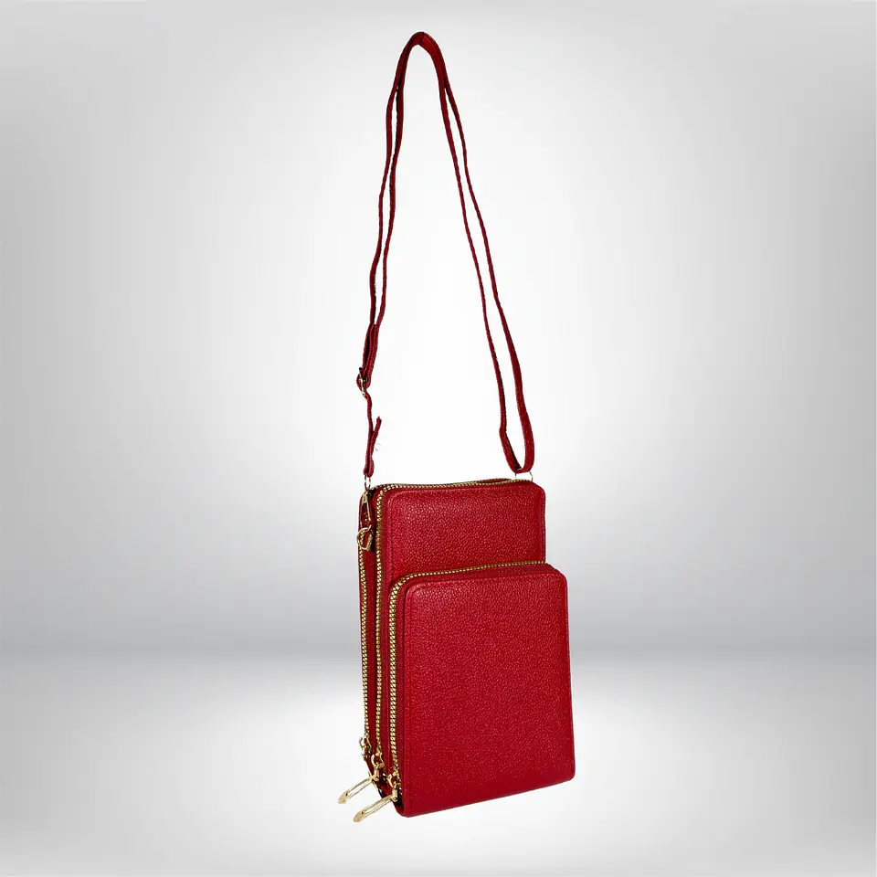 Bandolera porta celular Roja eco cuero 6