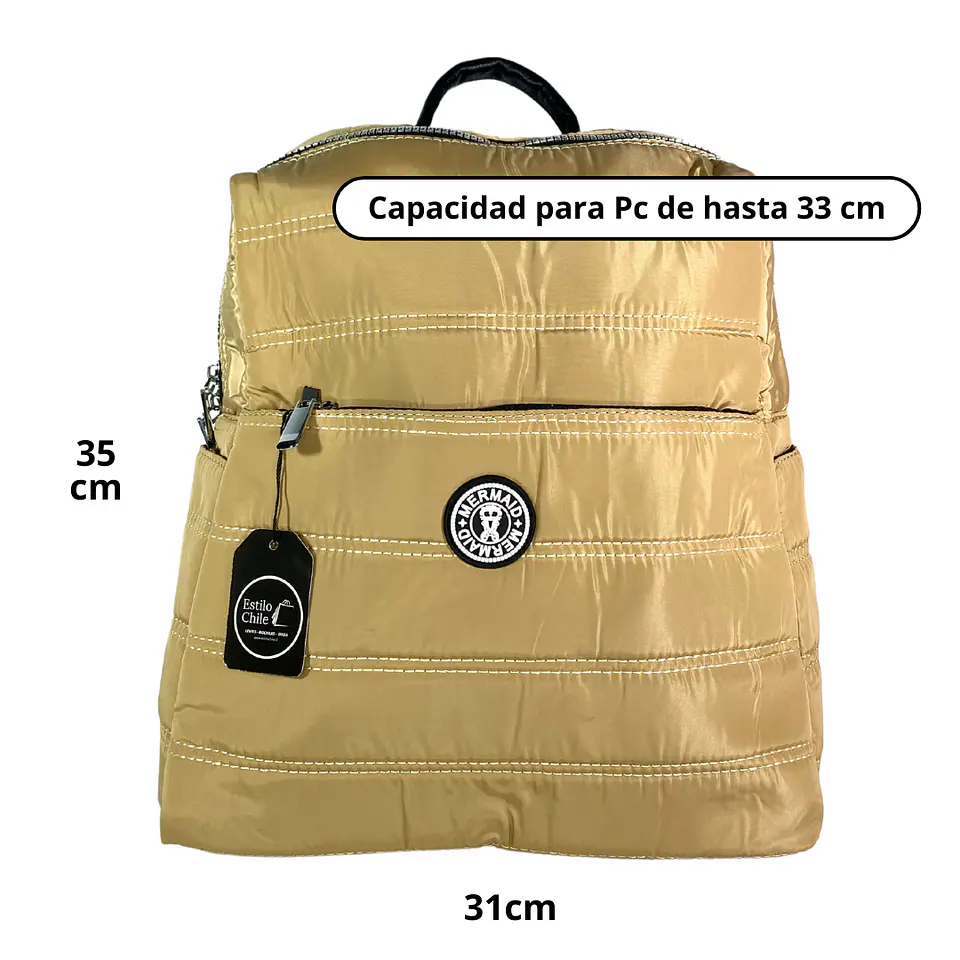 Mochila Puff Beige (capacidad pc 14
