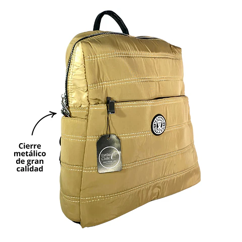 Mochila Puff Beige (capacidad pc 14