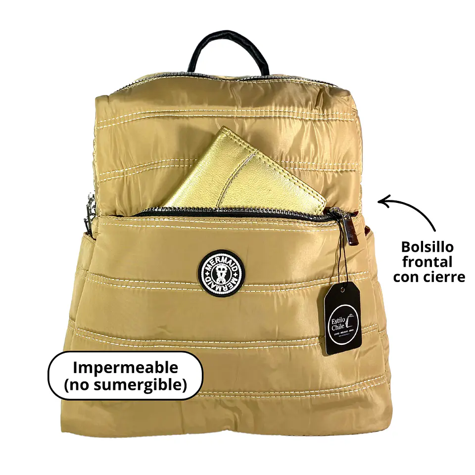 Mochila Puff Beige (capacidad pc 14