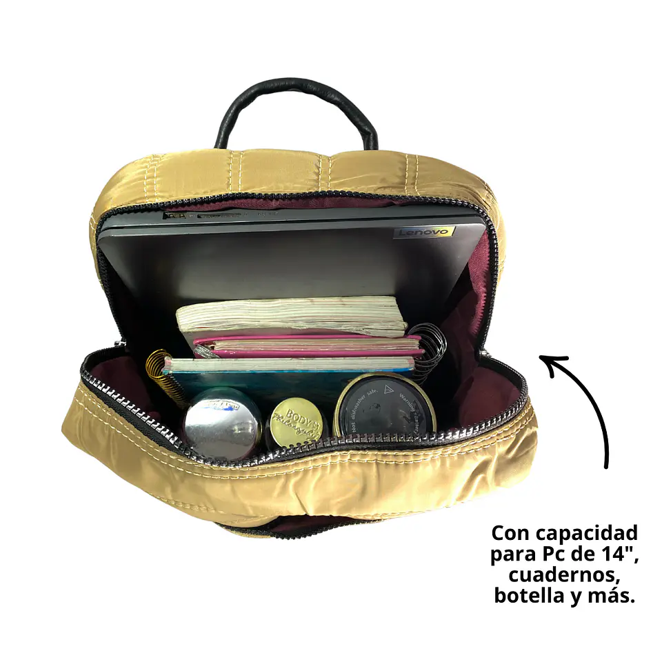 Mochila Puff Beige (capacidad pc 14