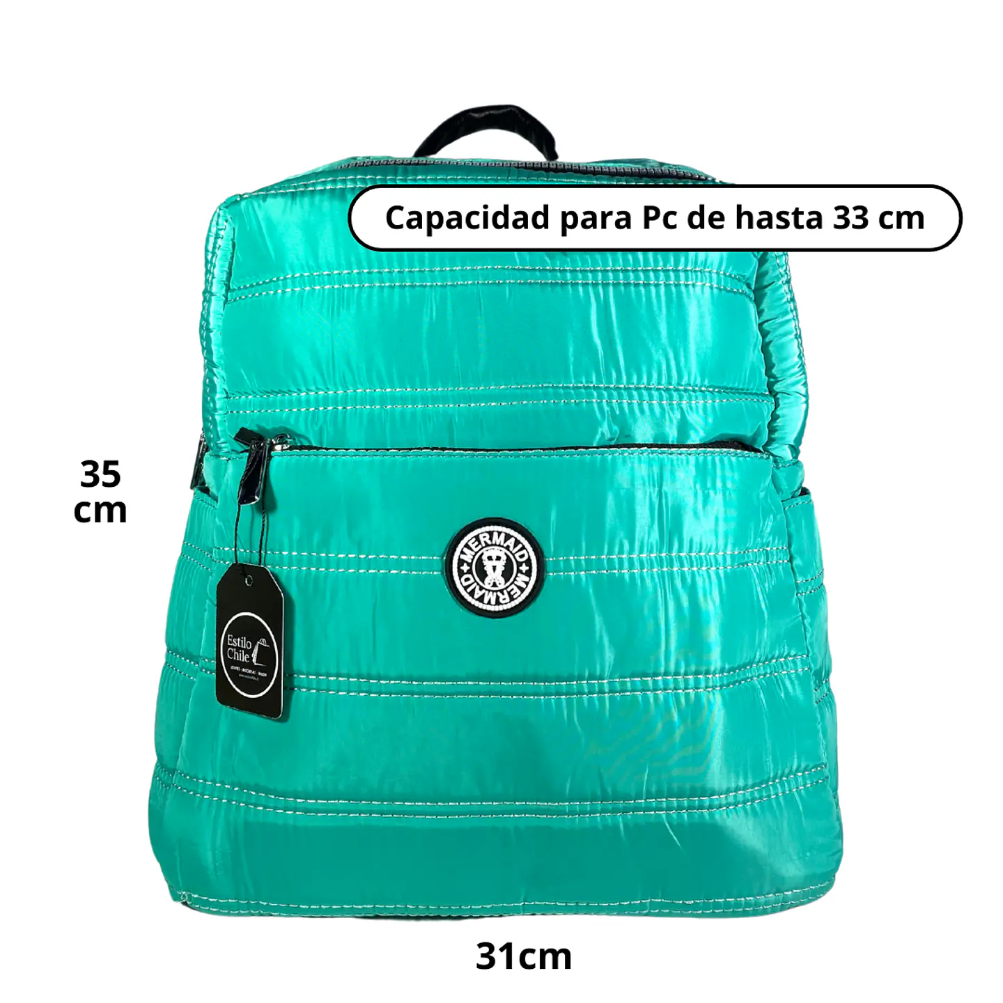 Mochila Puff turquesa (capacidad Pc 14