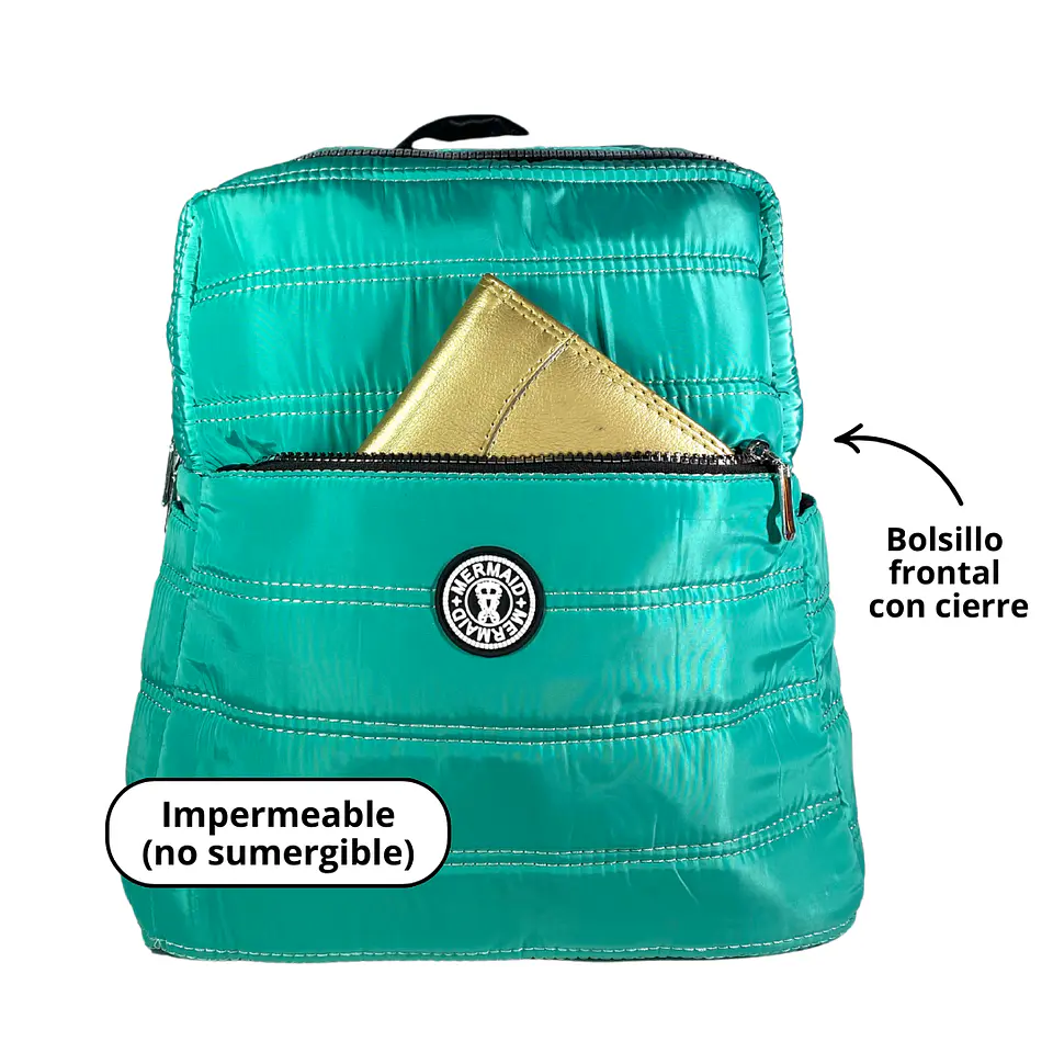 Mochila Puff turquesa (capacidad Pc 14