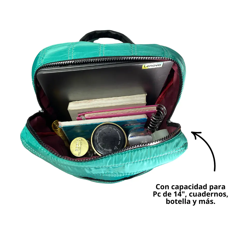 Mochila Puff turquesa (capacidad Pc 14