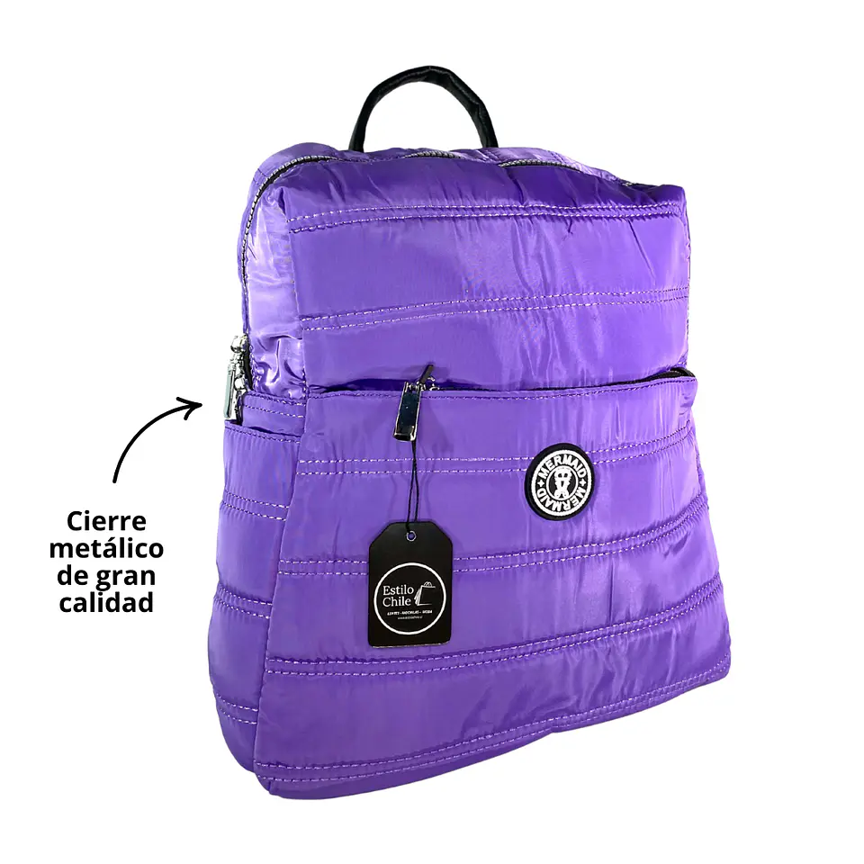 Mochilla Puff morada (capacidad Pc 14