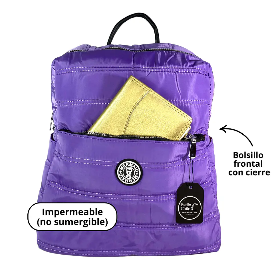 Mochilla Puff morada (capacidad Pc 14