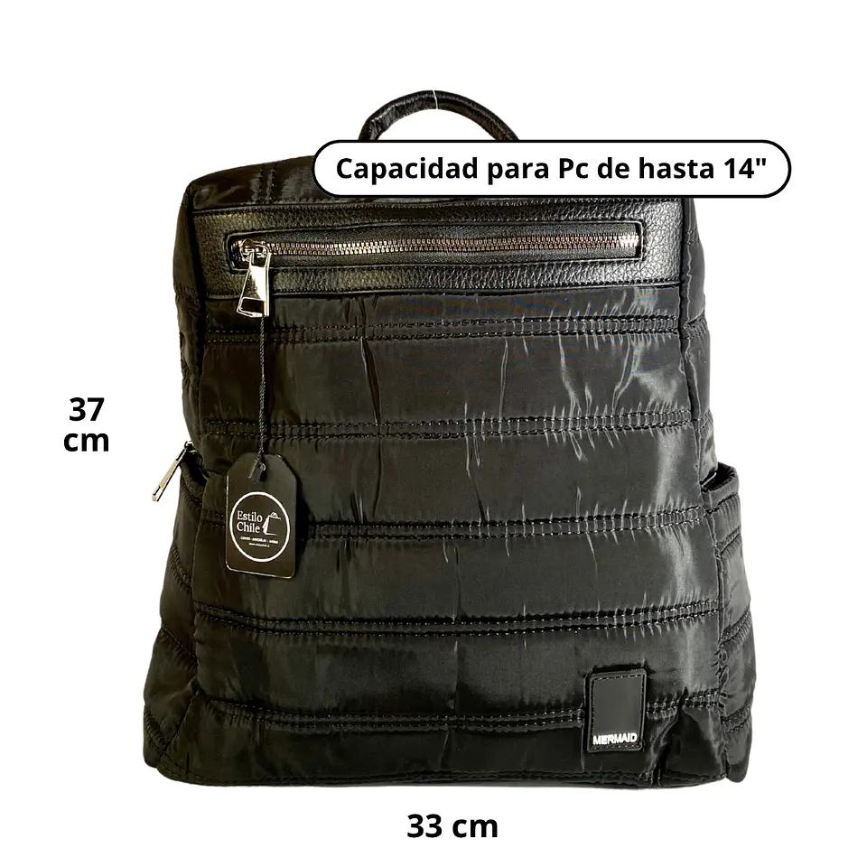 Mochila Puff Negra (capacidad Pc 14