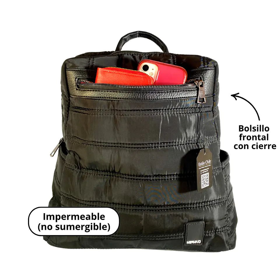 Mochila Puff Negra (capacidad Pc 14