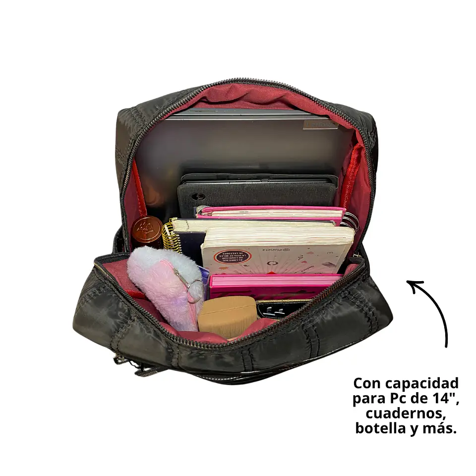 Mochila Puff Negra (capacidad Pc 14