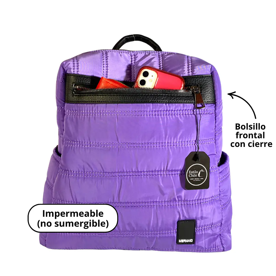 Mochila Puff Lila (capacidad Pc 14