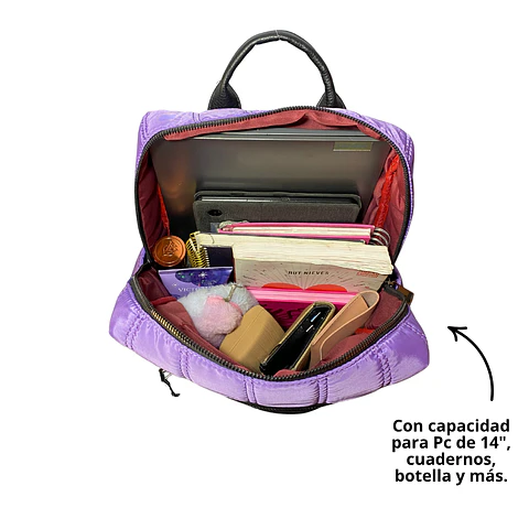 Mochila Puff Lila (capacidad Pc 14