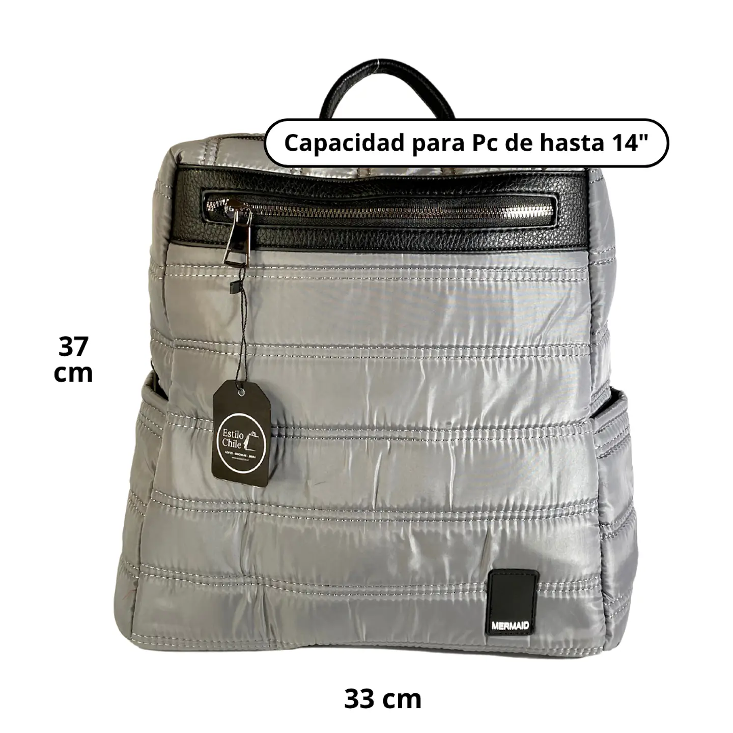 Mochila Puff Gris (capacidad Pc 14