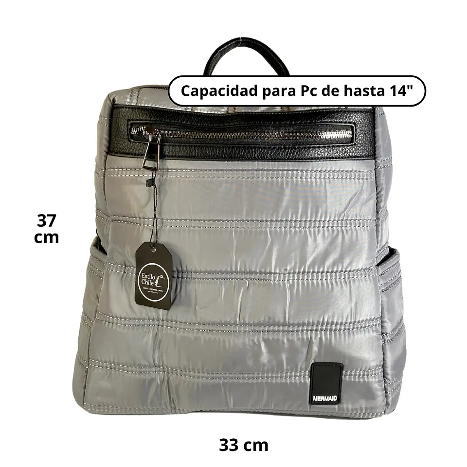 Mochila Puff Gris (capacidad Pc 14