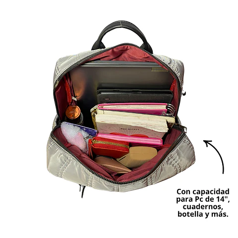 Mochila Puff Gris (capacidad Pc 14