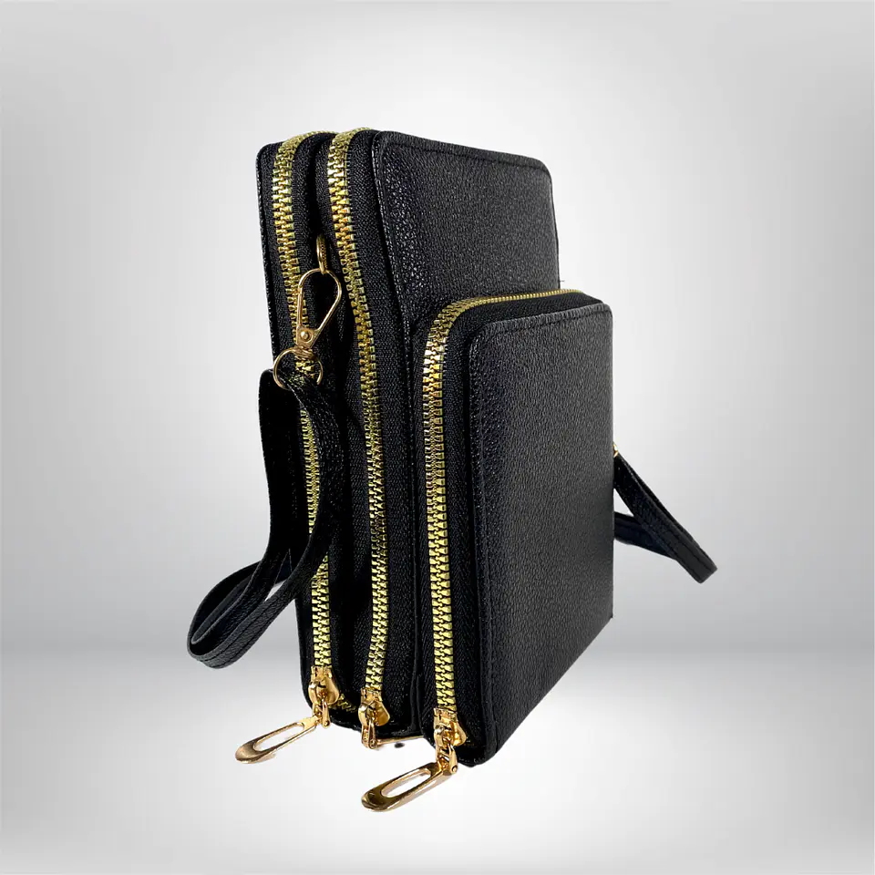 Bandolera porta celular Negra eco cuero 4