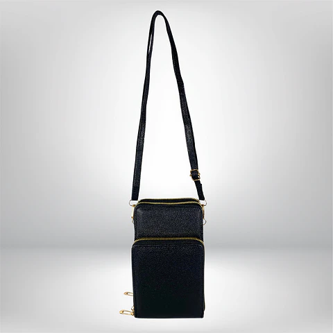 Bandolera porta celular Negra eco cuero 7