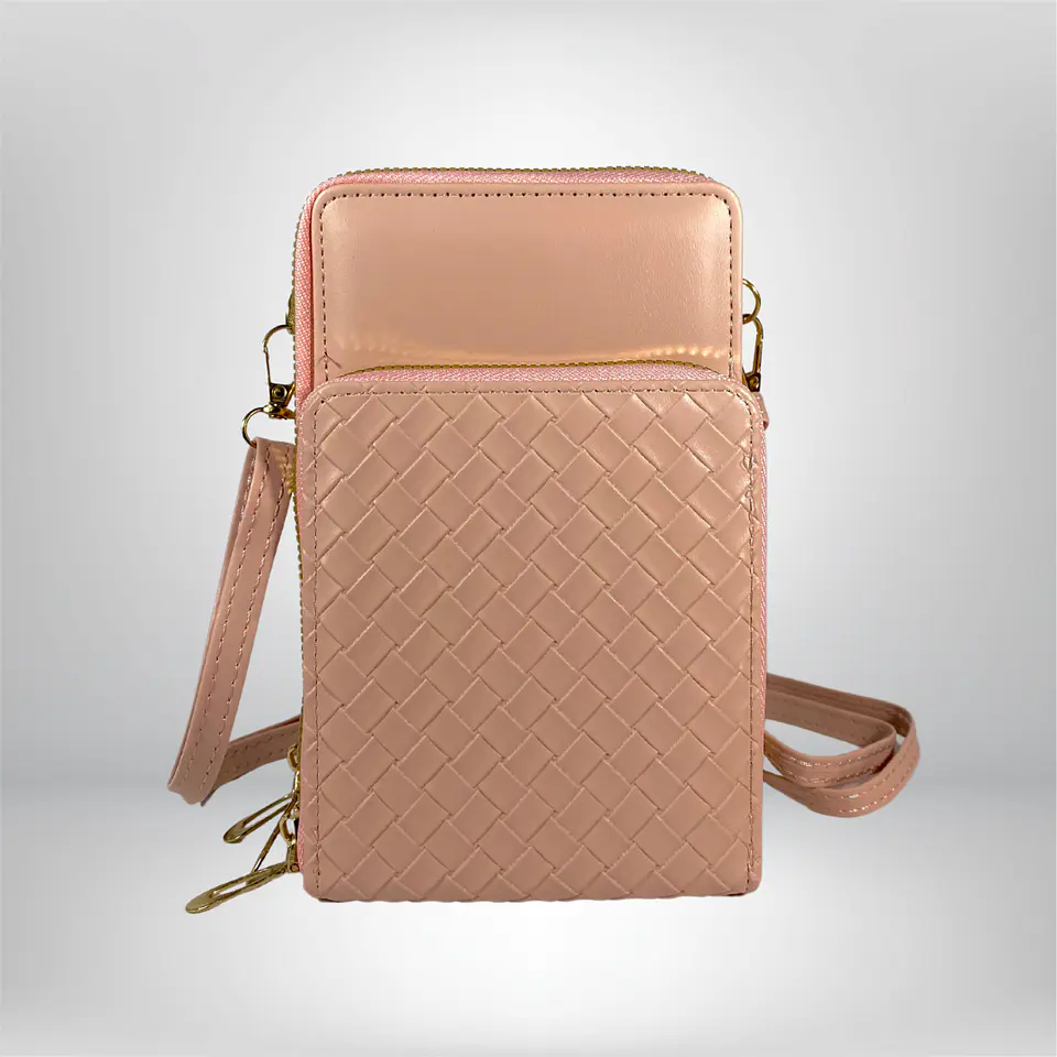 Bandolera porta celular Rosa eco cuero 3