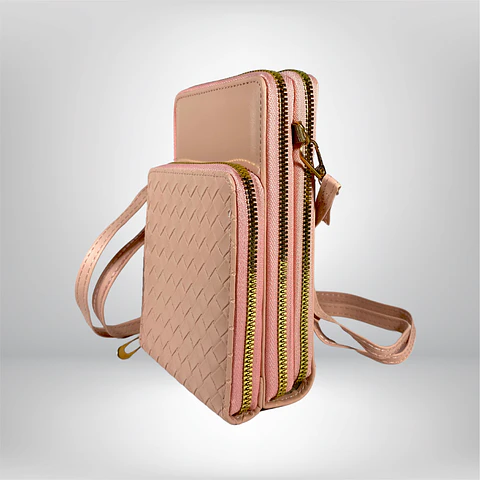 Bandolera porta celular Rosa eco cuero 4