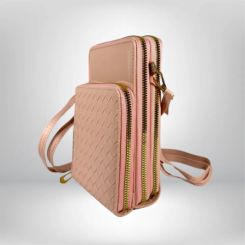 Bandolera porta celular Rosa eco cuero 4