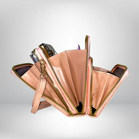 Bandolera porta celular Rosa eco cuero 2