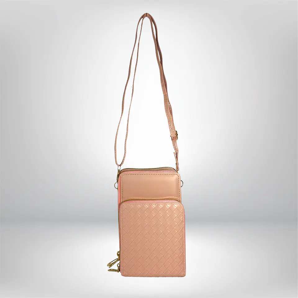 Bandolera porta celular Rosa eco cuero 6