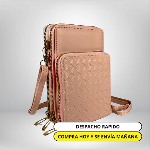 Bandolera porta celular Rosa eco cuero 1