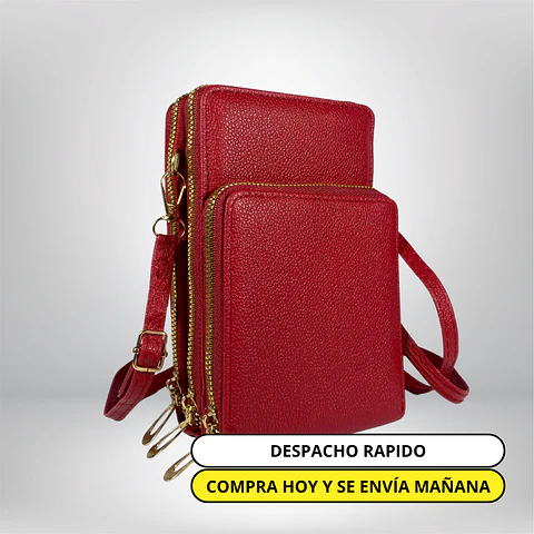 Bandolera porta celular Roja eco cuero 1