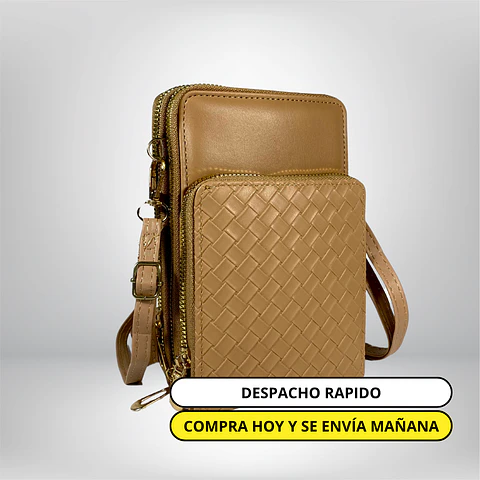 Bandolera porta celular Café eco cuero 1