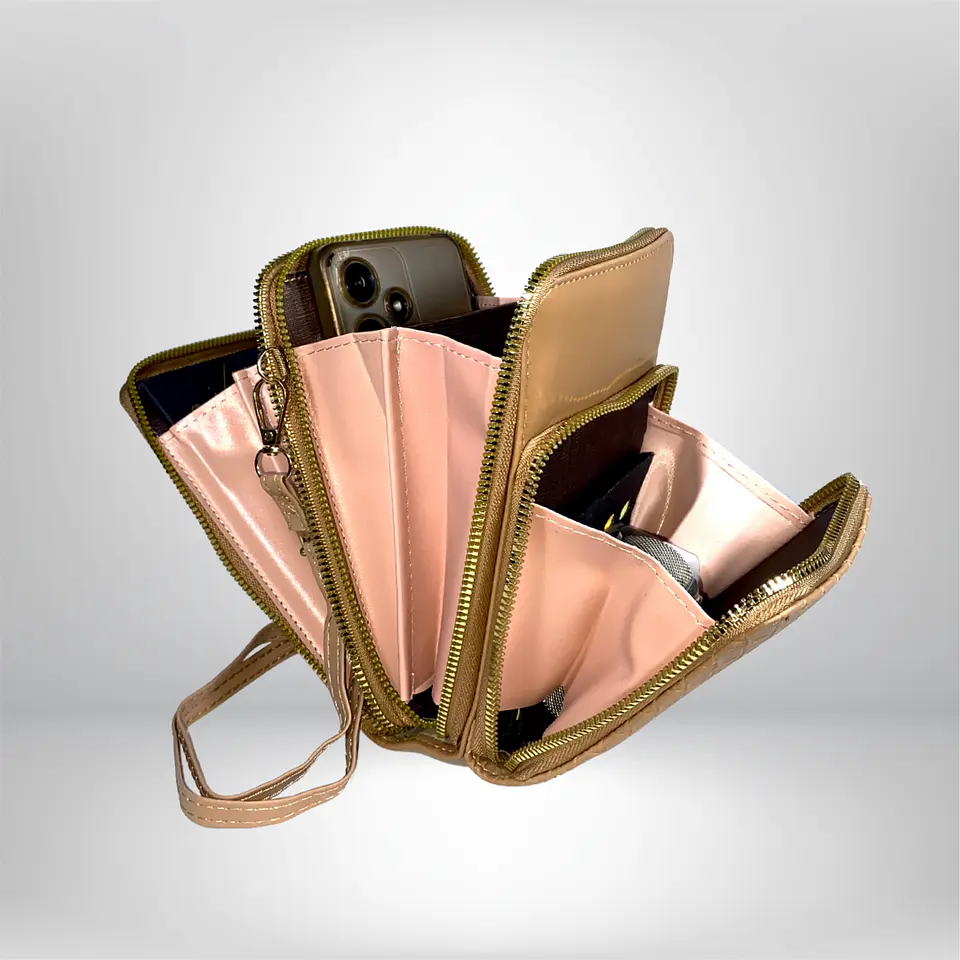 Bandolera porta celular Café eco cuero 2