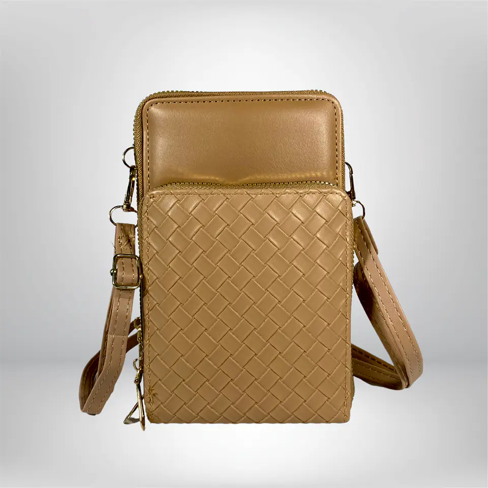 Bandolera porta celular Café eco cuero 3