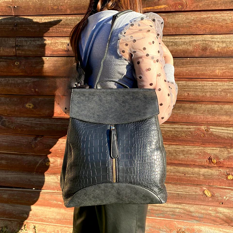 Mochila y Cartera Eco Cuero Negra 2