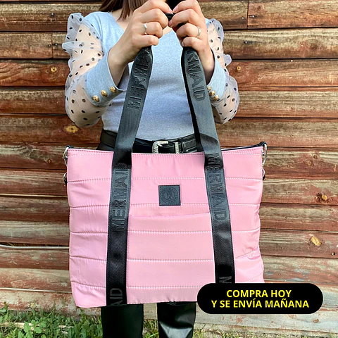 Bolso Tote puff rosa (con capacidad para Pc 14