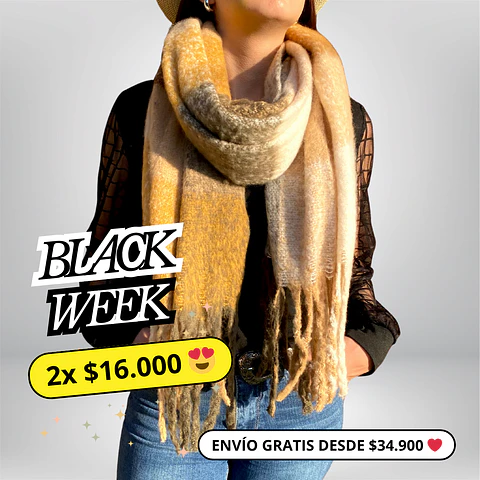 Maxi Bufanda cuadros café-gris 1