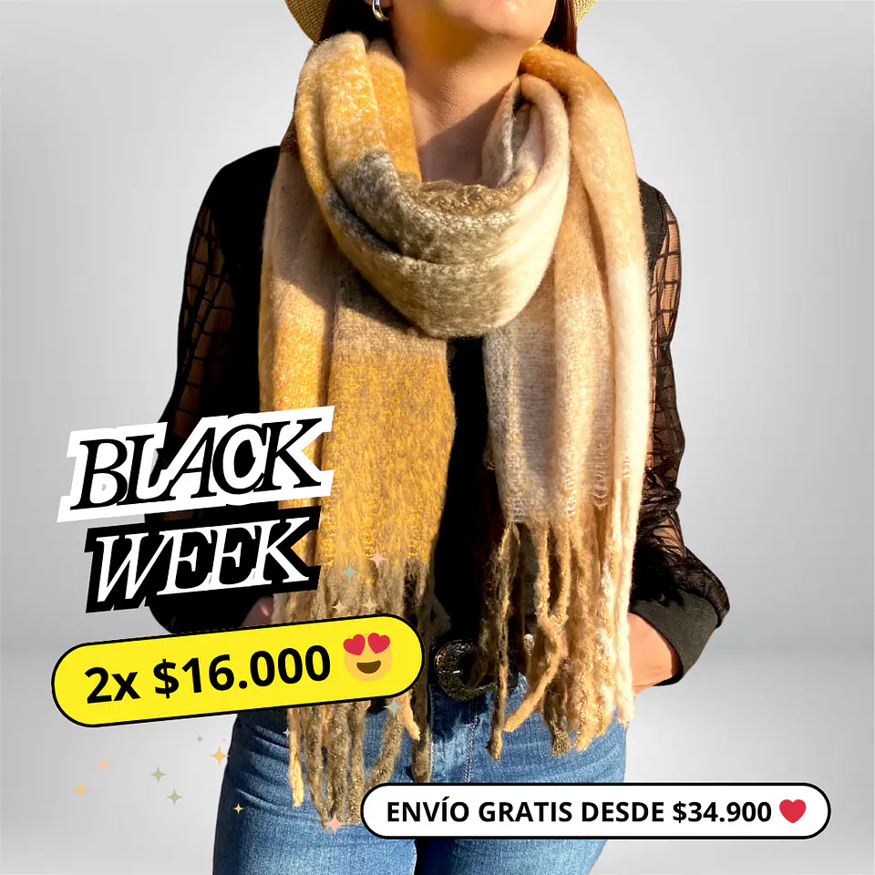Maxi Bufanda cuadros café-gris 1