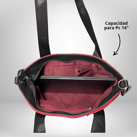 Bolso Tote puff rojo (con capacidad para Pc 14