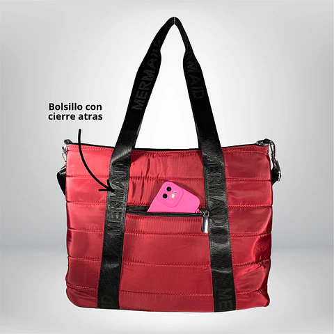 Bolso Tote puff rojo (con capacidad para Pc 14