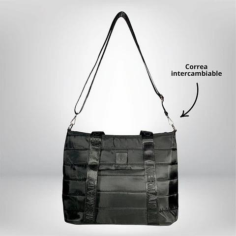 Bolso Tote puff negro (con capacidad para Pc 14