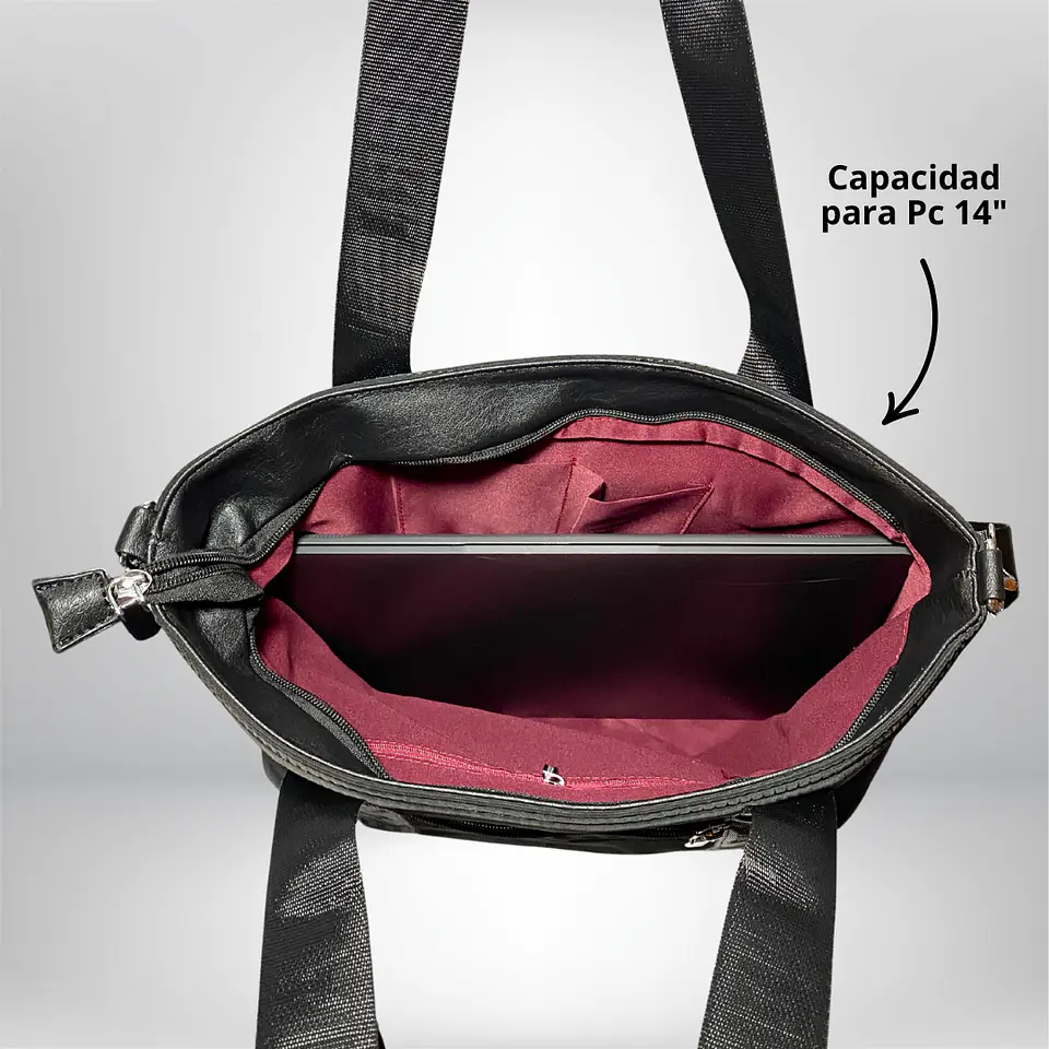 Bolso Tote puff negro (con capacidad para Pc 14