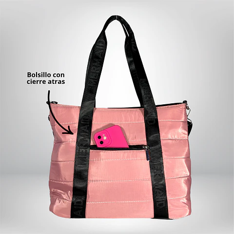 Bolso Tote puff rosa (con capacidad para Pc 14