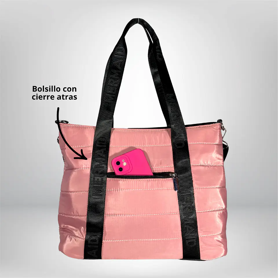 Bolso Tote puff rosa (con capacidad para Pc 14