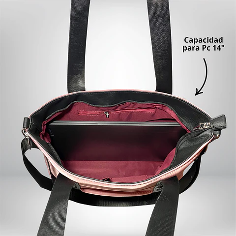 Bolso Tote puff rosa (con capacidad para Pc 14