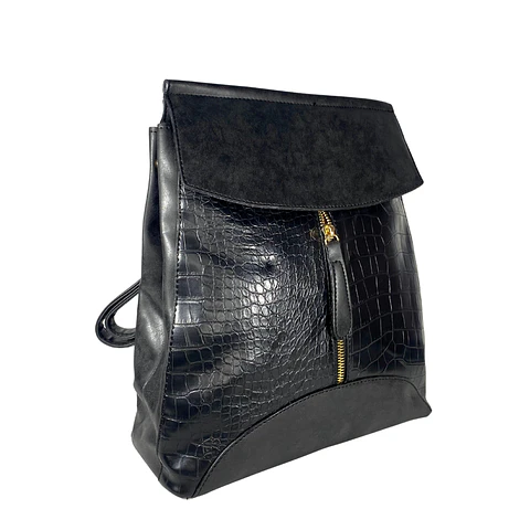 Mochila y Cartera Eco Cuero Negra 5