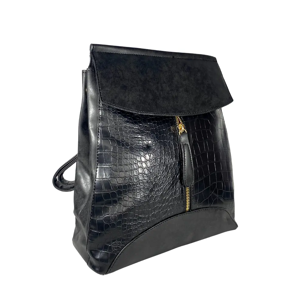Mochila y Cartera Eco Cuero Negra 5