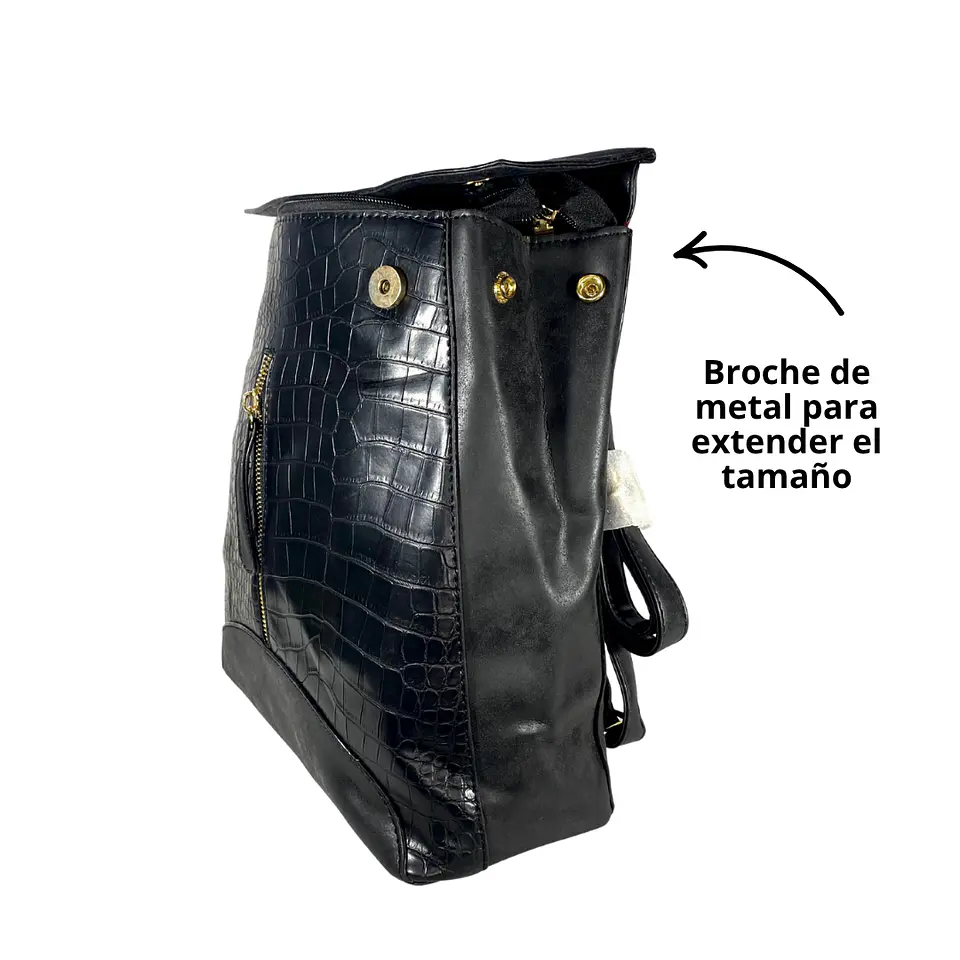 Mochila y Cartera Eco Cuero Negra 6