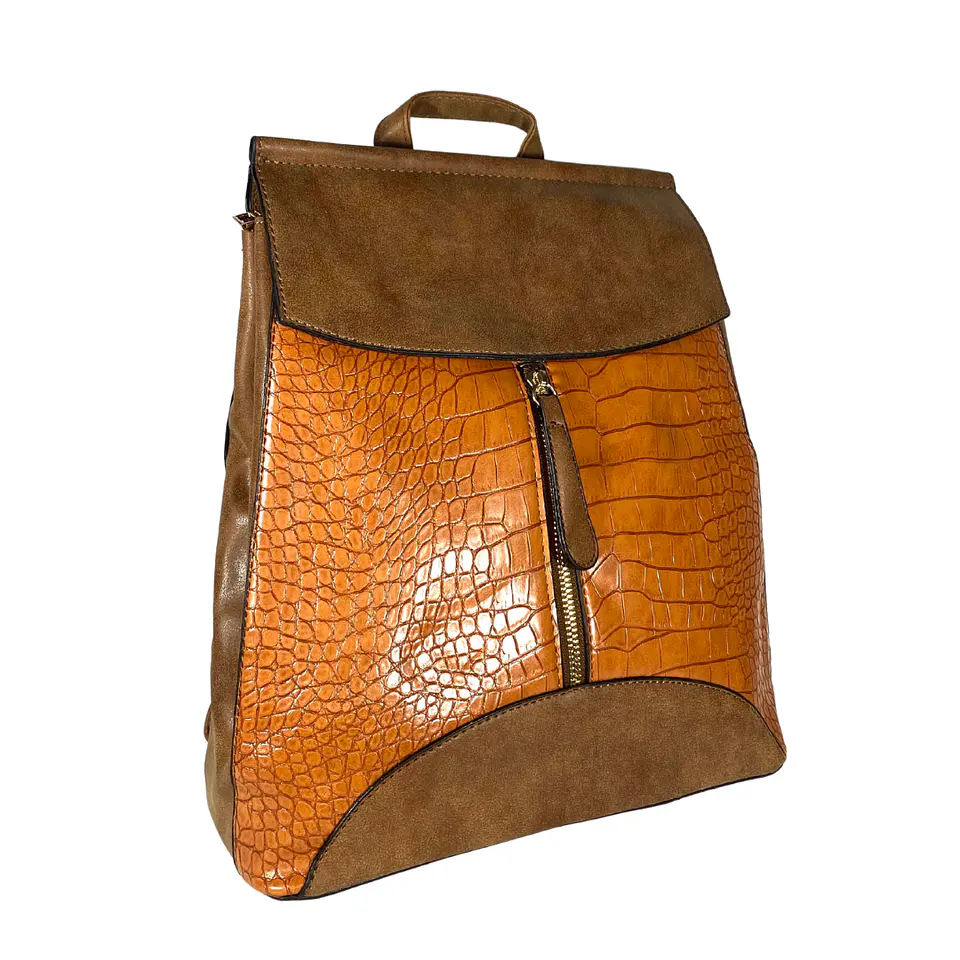 Mochila y Cartera Eco Cuero Café 5