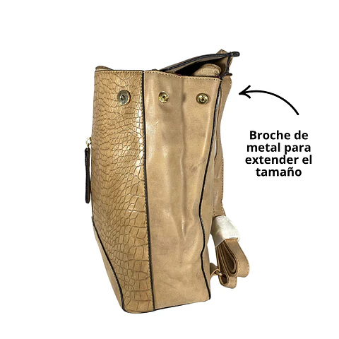 Mochila y Cartera Eco Cuero beige 6