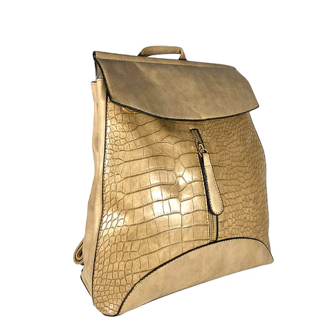 Mochila y Cartera Eco Cuero beige 5
