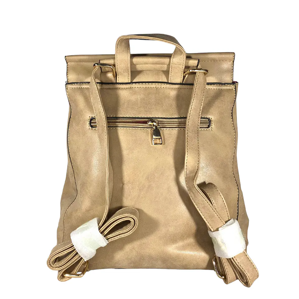 Mochila y Cartera Eco Cuero beige 7