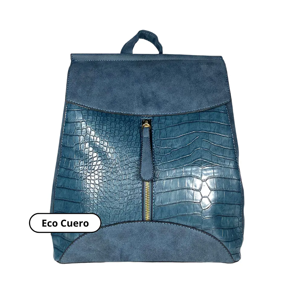 Mochila y Cartera Eco Cuero Azul 2