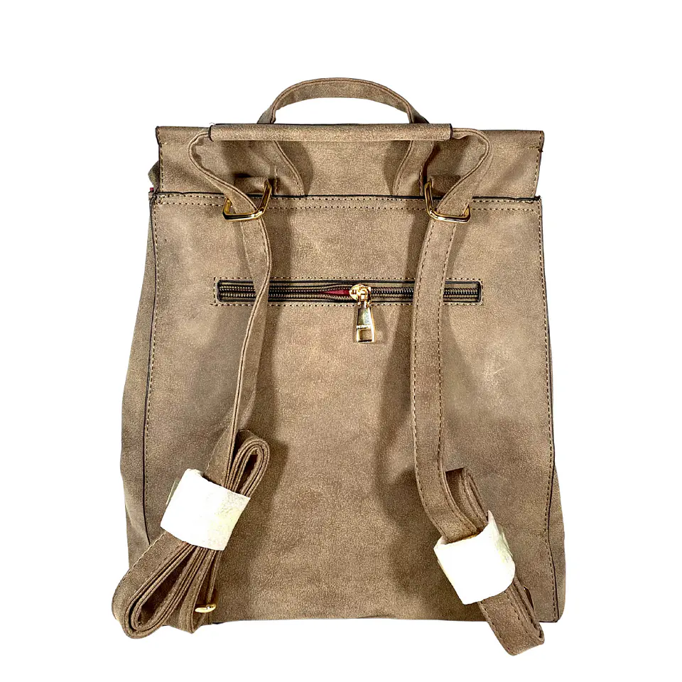 Mochila y Cartera Eco Cuero café  7